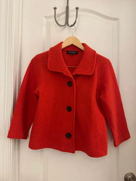 Evan Picone Red Women’s Wool Pea Coat - Picture 1 of 4